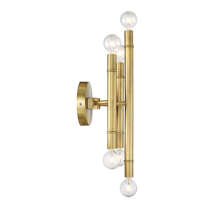 Meridian - M90018NB - Six Light Wall Sconce - Mscon - Natural Brass