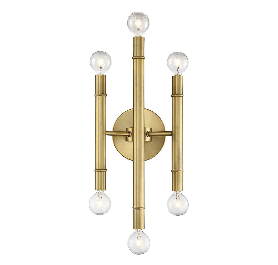 Meridian - M90018NB - Six Light Wall Sconce - Mscon - Natural Brass