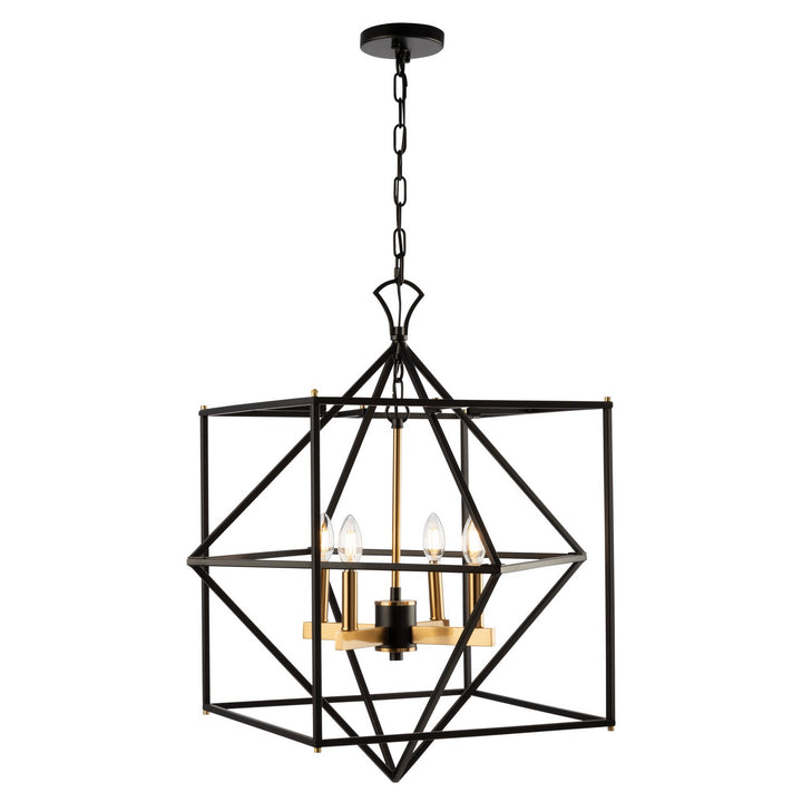 Artcraft Canada - AC11204 - Four Light Chandelier - Roxton - Matte Black & Harvest Brass