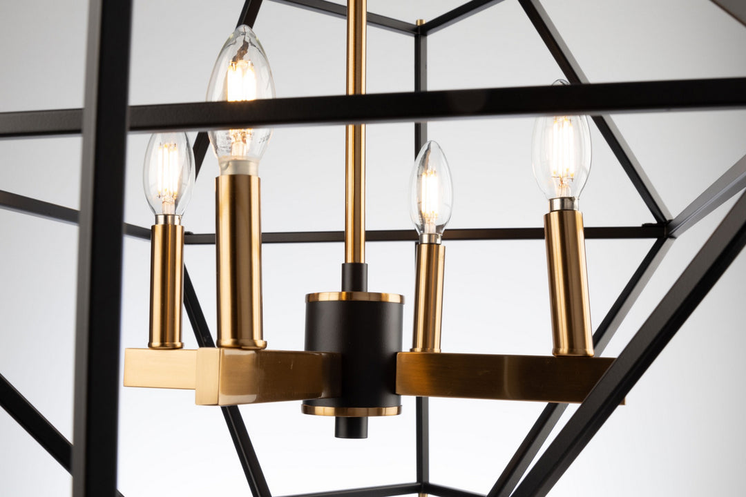 Artcraft Canada - AC11204 - Four Light Chandelier - Roxton - Matte Black & Harvest Brass