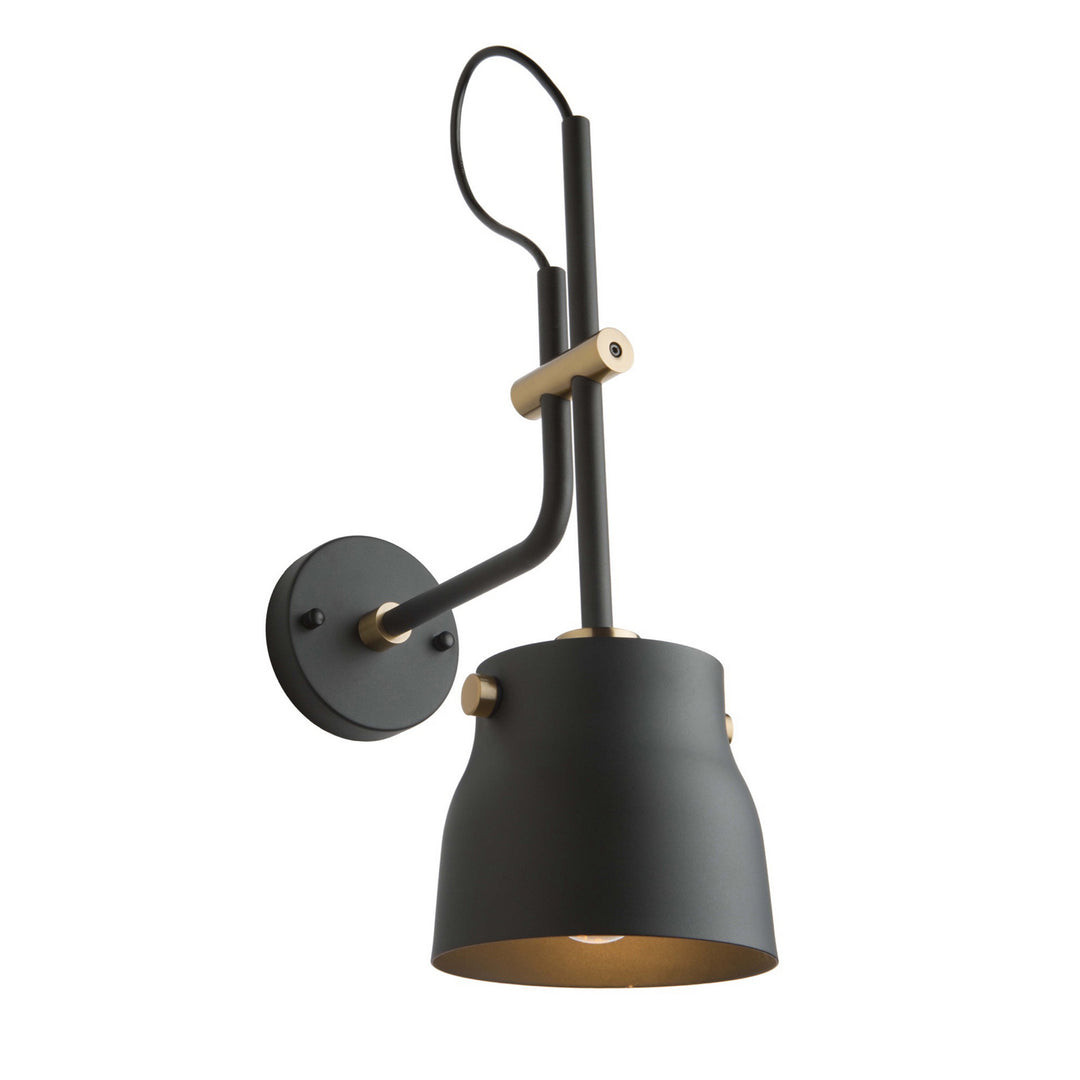 Euro Industrial One Light Wall Sconce in Matte Black & Harvest Brass - available from The Lighting Shoppe, trusted by Canadian homeowners