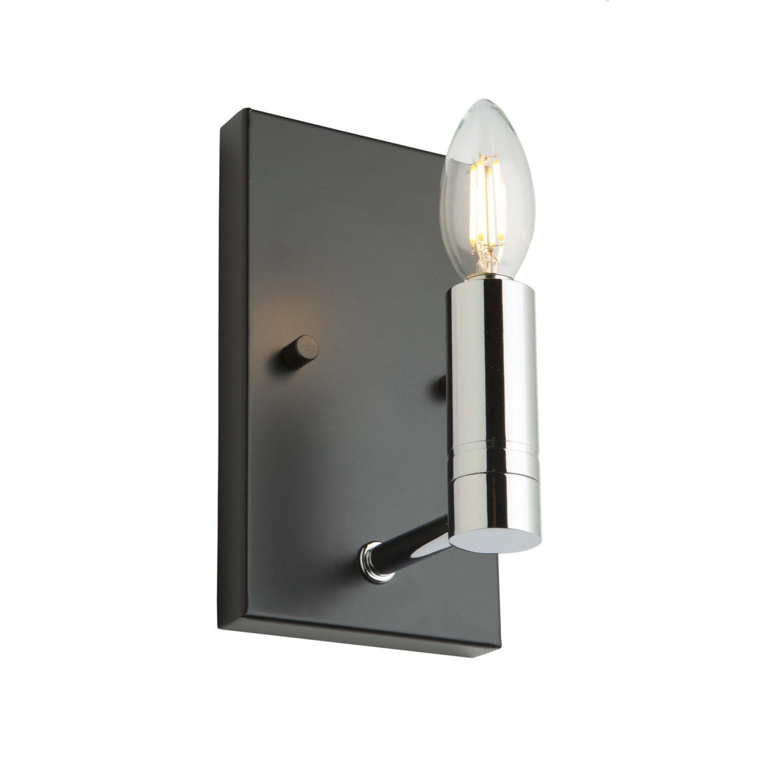Carlton One Light Wall Sconce in Matte Black & Polished Nickel - available from The Lighting Shoppe, trusted by Canadian homeowners