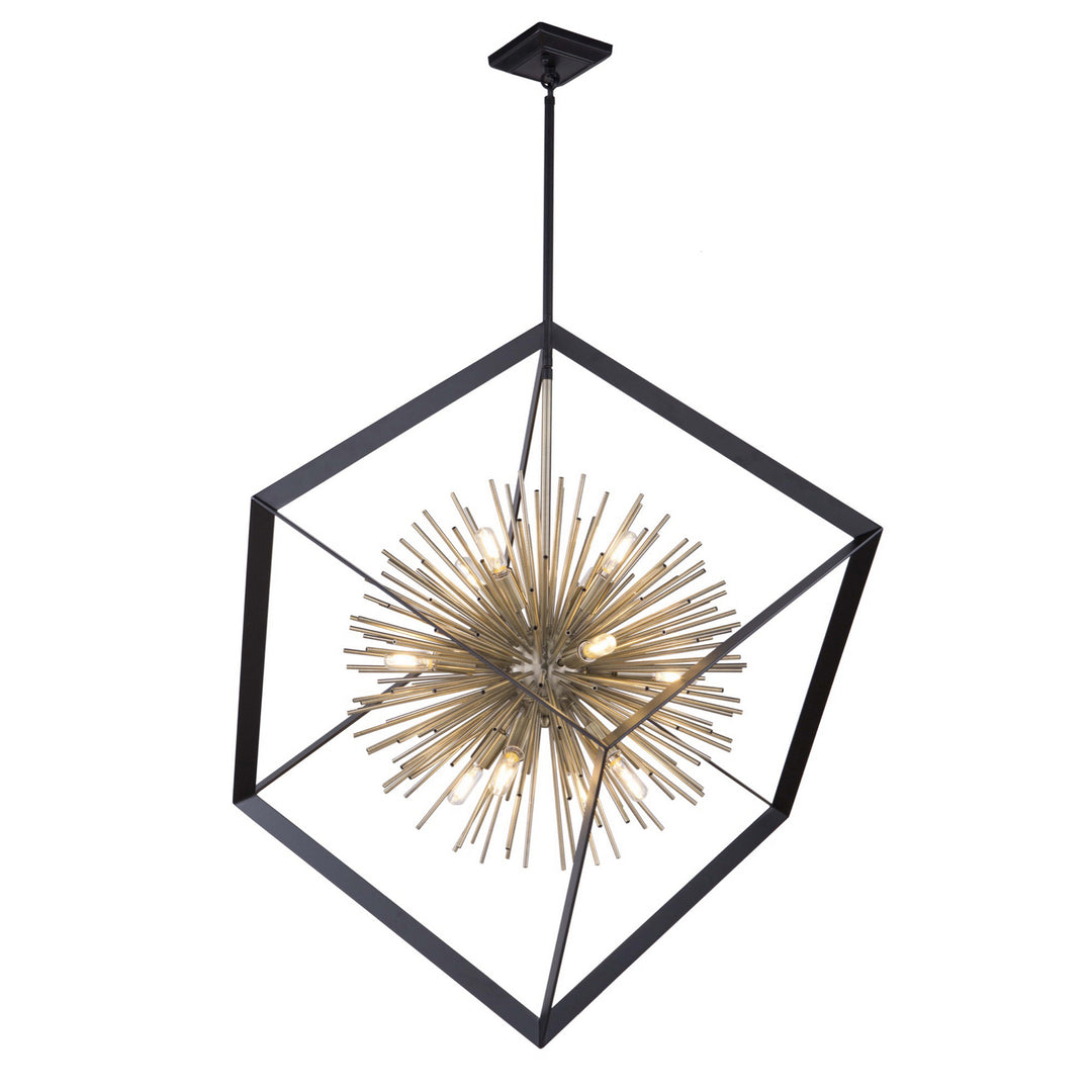 Sunburst 12 Light Chandelier in Matte Black & Satin Brass - available from The Lighting Shoppe, trusted by Canadian homeowners
