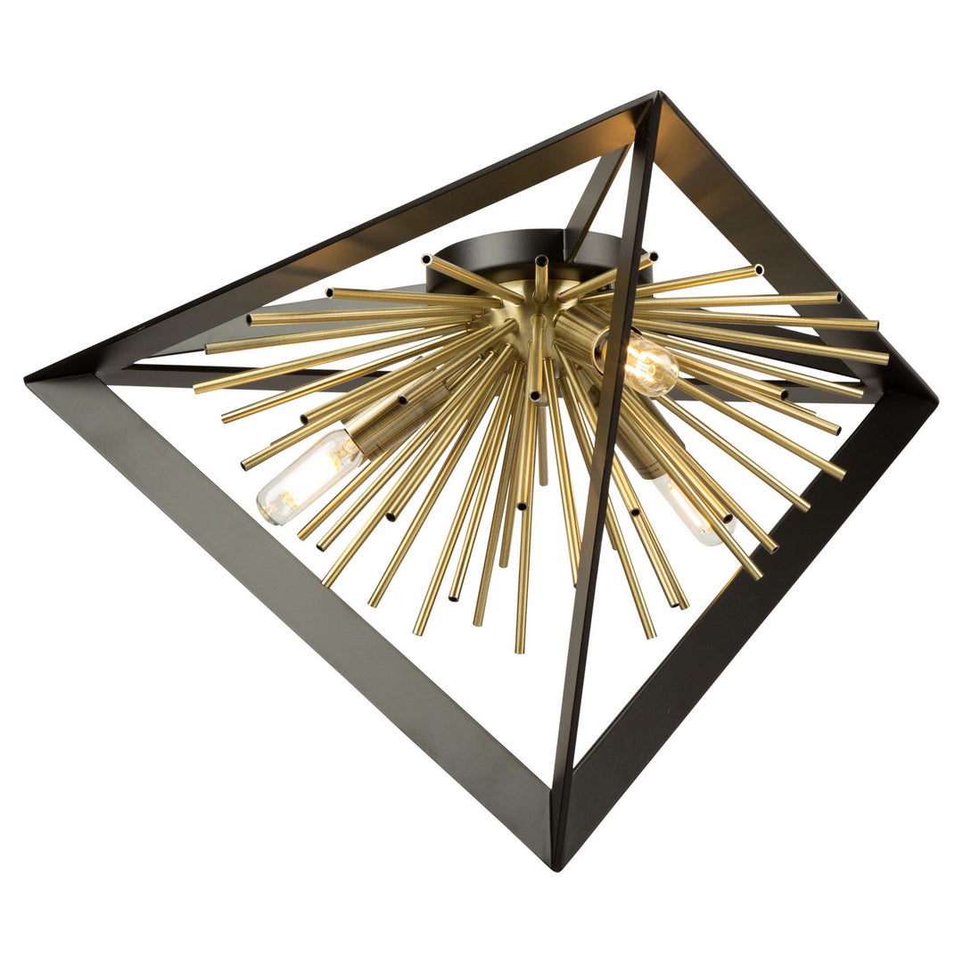 Artcraft Canada - AC11442 - Three Light Flush Mount - Sunburst - Matte Black & Satin Brass