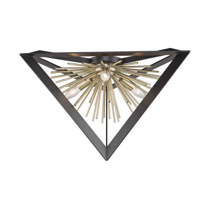 Artcraft Canada - AC11442 - Three Light Flush Mount - Sunburst - Matte Black & Satin Brass