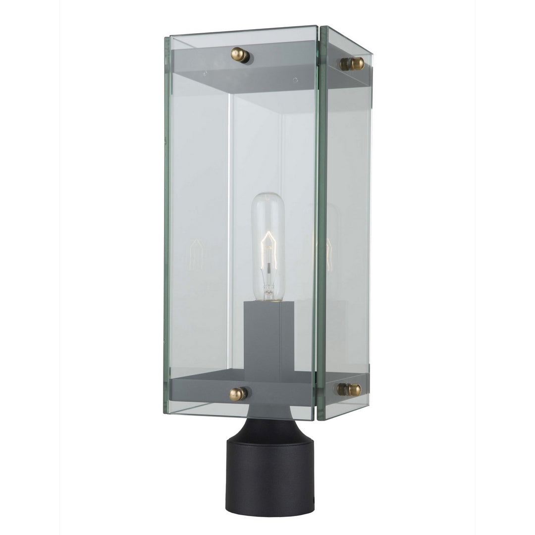 Bradgate One Light Outdoor Post Mount in Matte Black & Harvest Brass - available from The Lighting Shoppe, trusted by Canadian homeowners