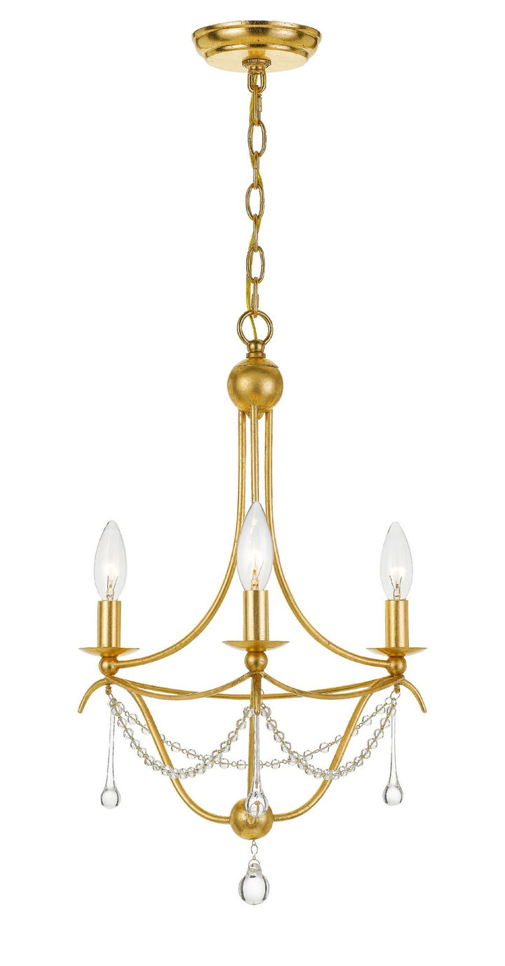 Metro Three Light Mini Chandelier in Antique Gold - available from The Lighting Shoppe, trusted by Canadian homeowners