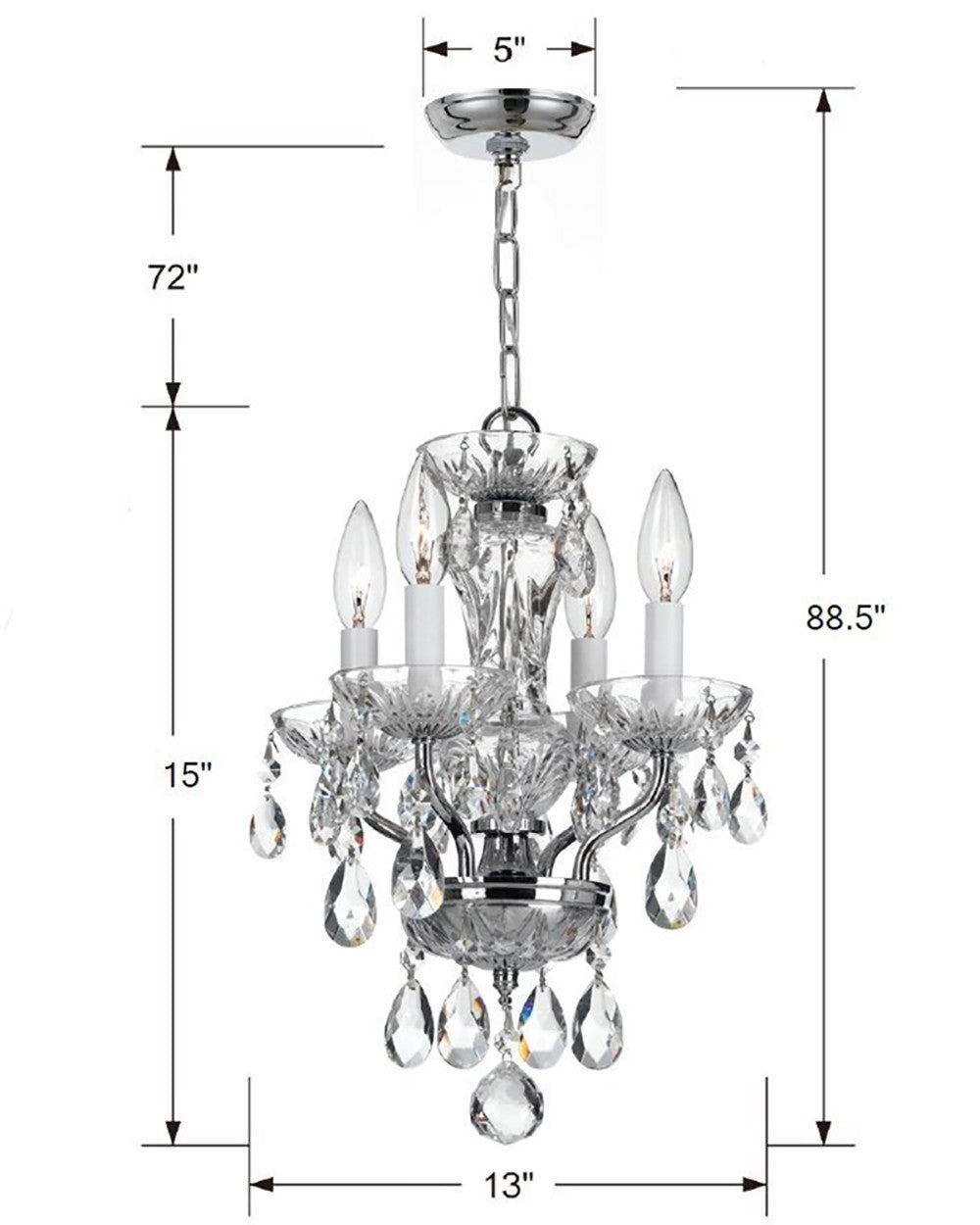 Crystorama - 5534-CH-CL-S - Four Light Chandelier - Welton - Polished Chrome