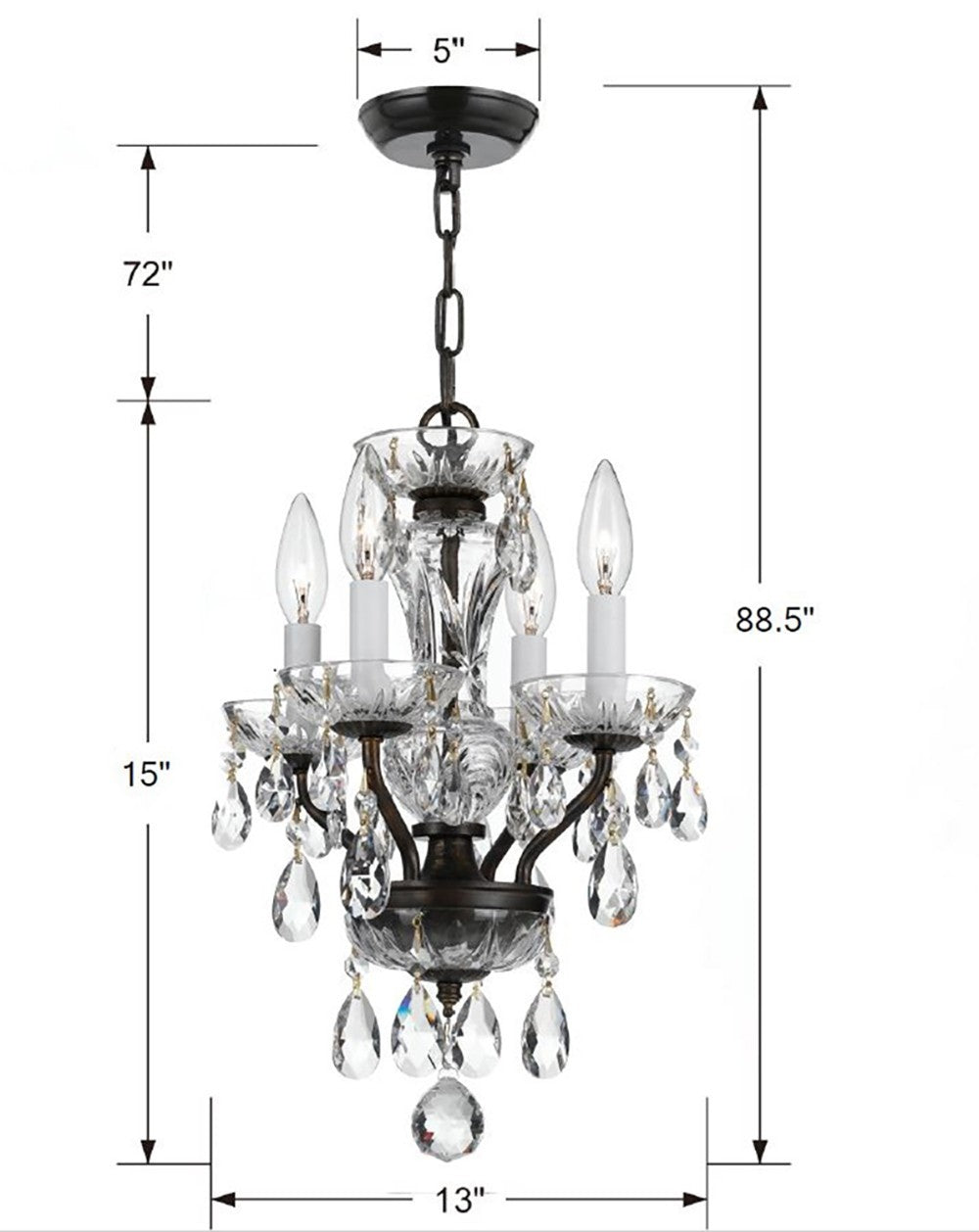 Crystorama - 5534-EB-CL-SAQ - Four Light Chandelier - Welton - English Bronze