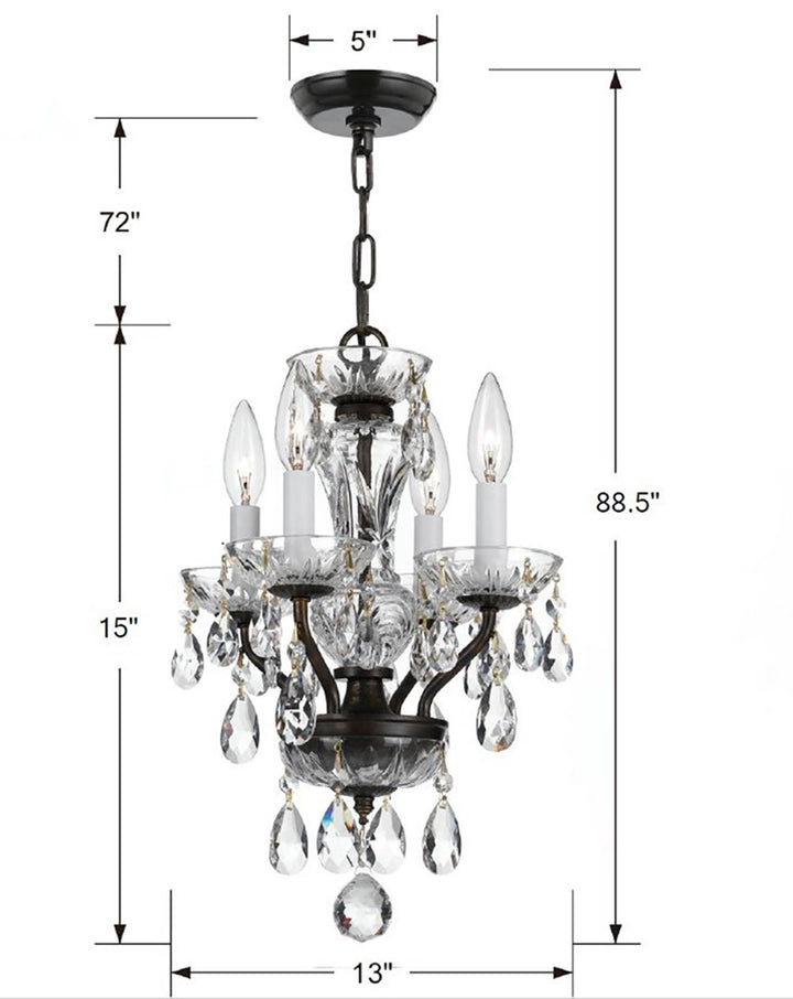 Crystorama - 5534-EB-CL-SAQ - Four Light Chandelier - Welton - English Bronze