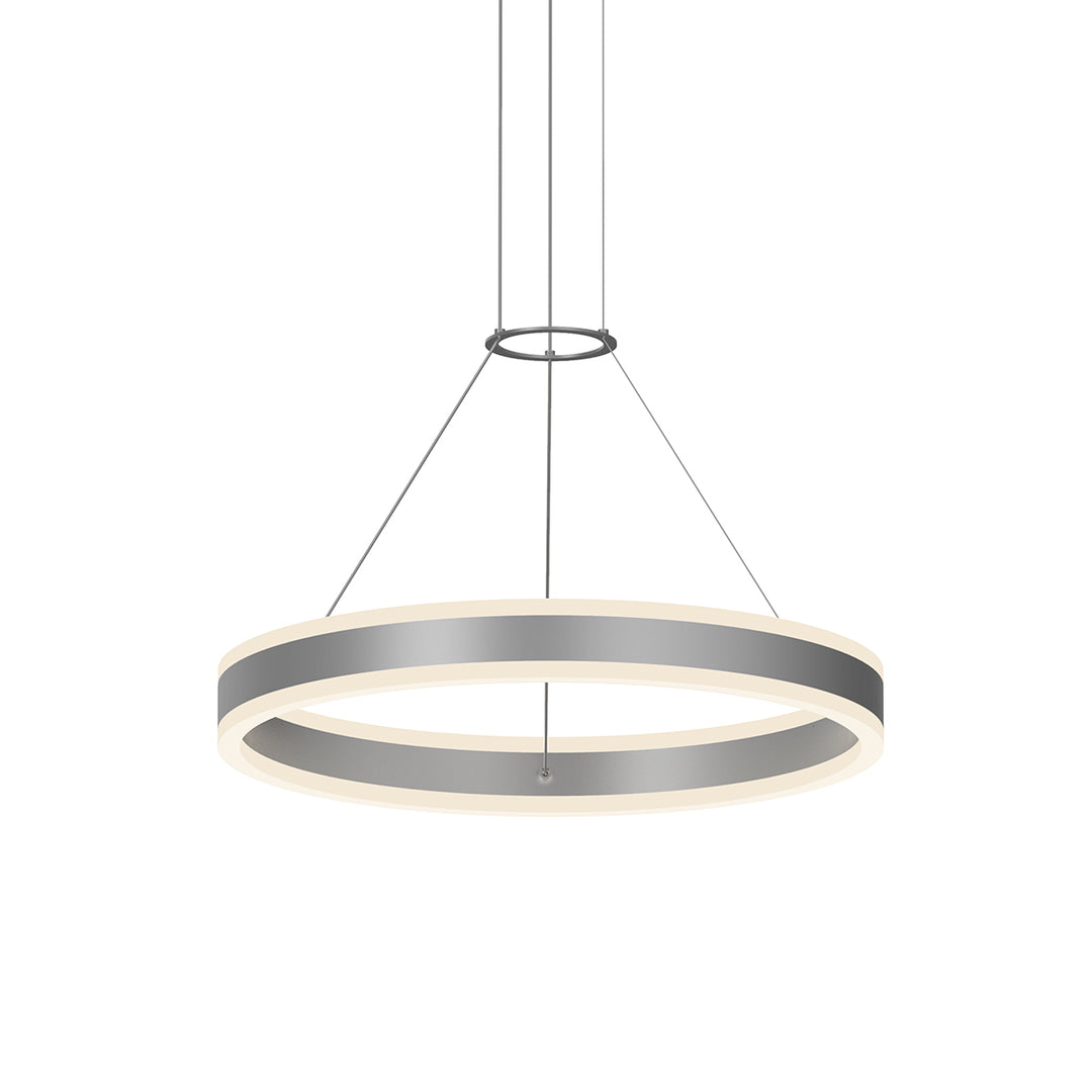 Double Corona LED Pendant in Bright Satin Aluminum - available from The Lighting Shoppe, trusted by Canadian homeowners