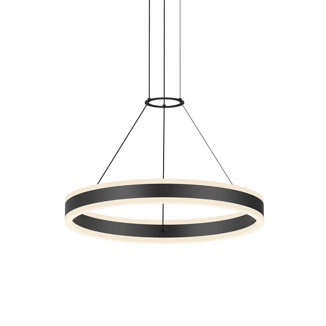 Double Corona LED Pendant in Satin Black - available from The Lighting Shoppe, trusted by Canadian homeowners