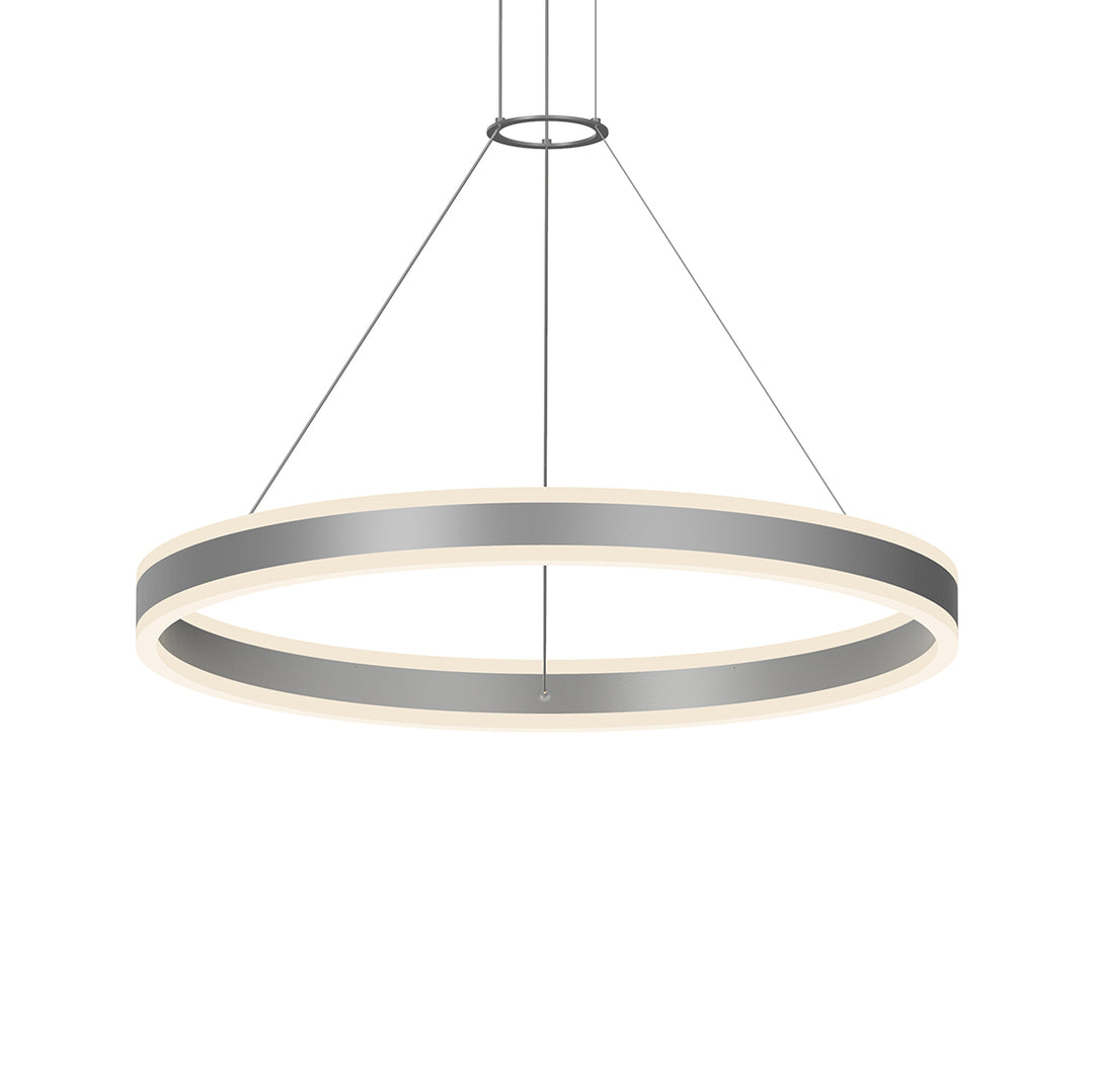 Double Corona LED Pendant in Bright Satin Aluminum - available from The Lighting Shoppe, trusted by Canadian homeowners
