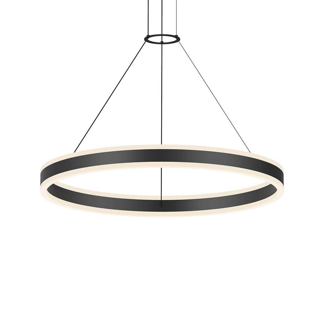 Double Corona LED Pendant in Satin Black - available from The Lighting Shoppe, trusted by Canadian homeowners