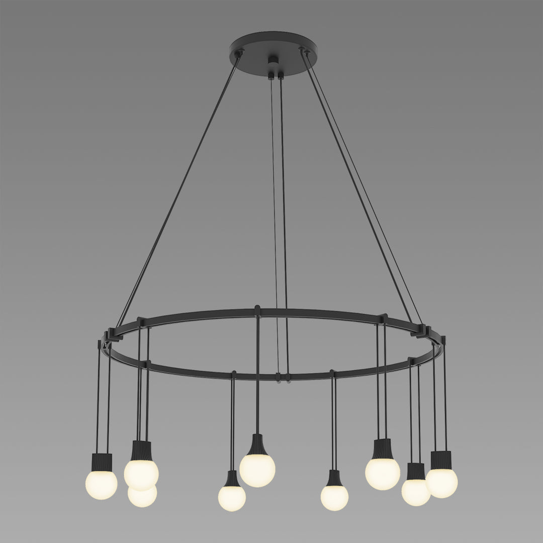Suspenders Nine Light Pendant in Satin Black - available from The Lighting Shoppe, trusted by Canadian homeowners