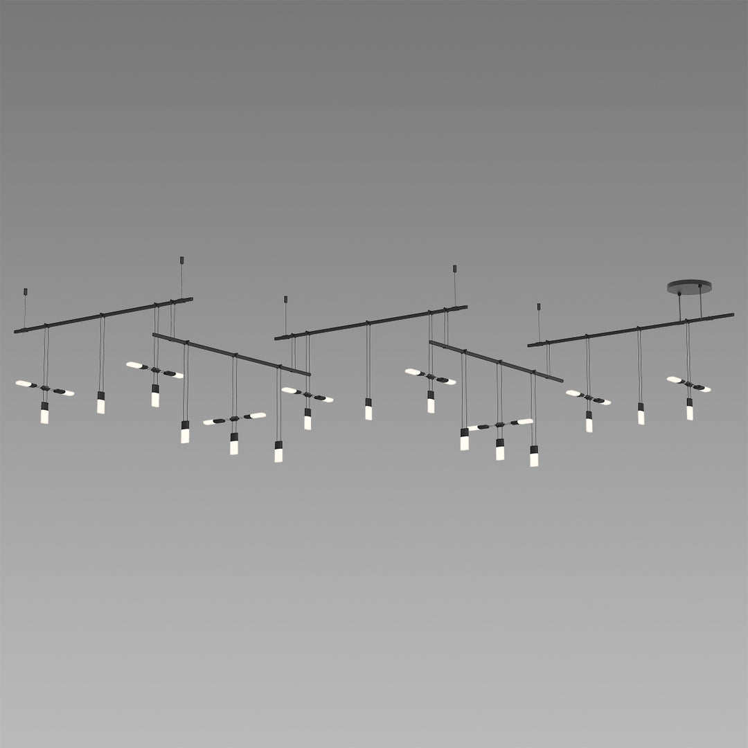 Suspenders Seven Light Pendant in Satin Black - available from The Lighting Shoppe, trusted by Canadian homeowners