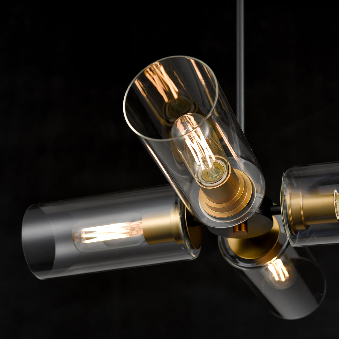 DVI Canada - DVP24705BR+GR-CL - Four Light Pendant - Barker - Brass And Graphite w/Clear Glass