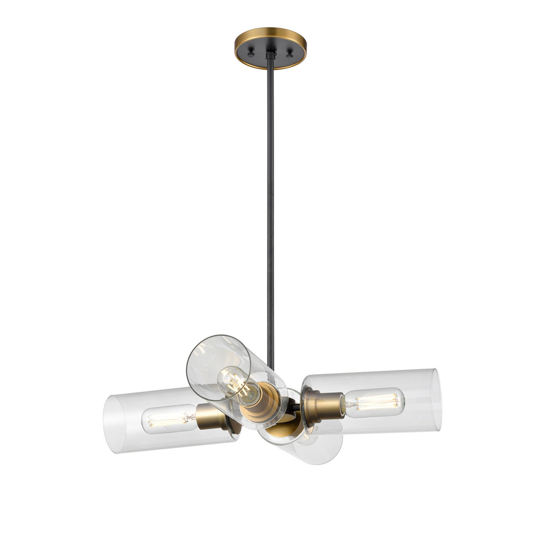 DVI Canada - DVP24705BR+GR-CL - Four Light Pendant - Barker - Brass And Graphite w/Clear Glass