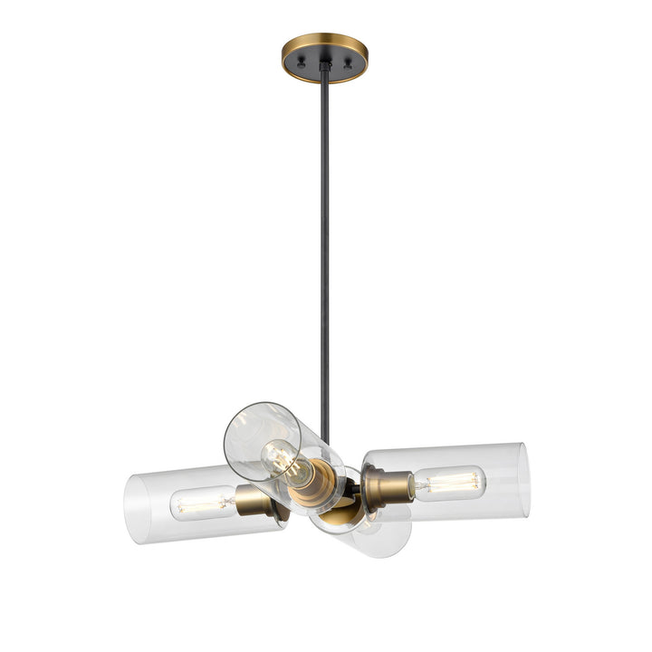 DVI Canada - DVP24705BR+GR-CL - Four Light Pendant - Barker - Brass And Graphite w/Clear Glass