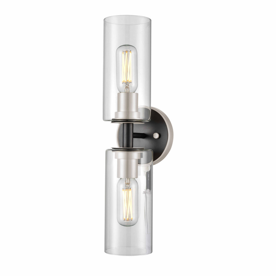 Barker Two Light Vanity in Satin Nickel And Graphite With Clear Glass - available from The Lighting Shoppe, trusted by Canadian homeowners