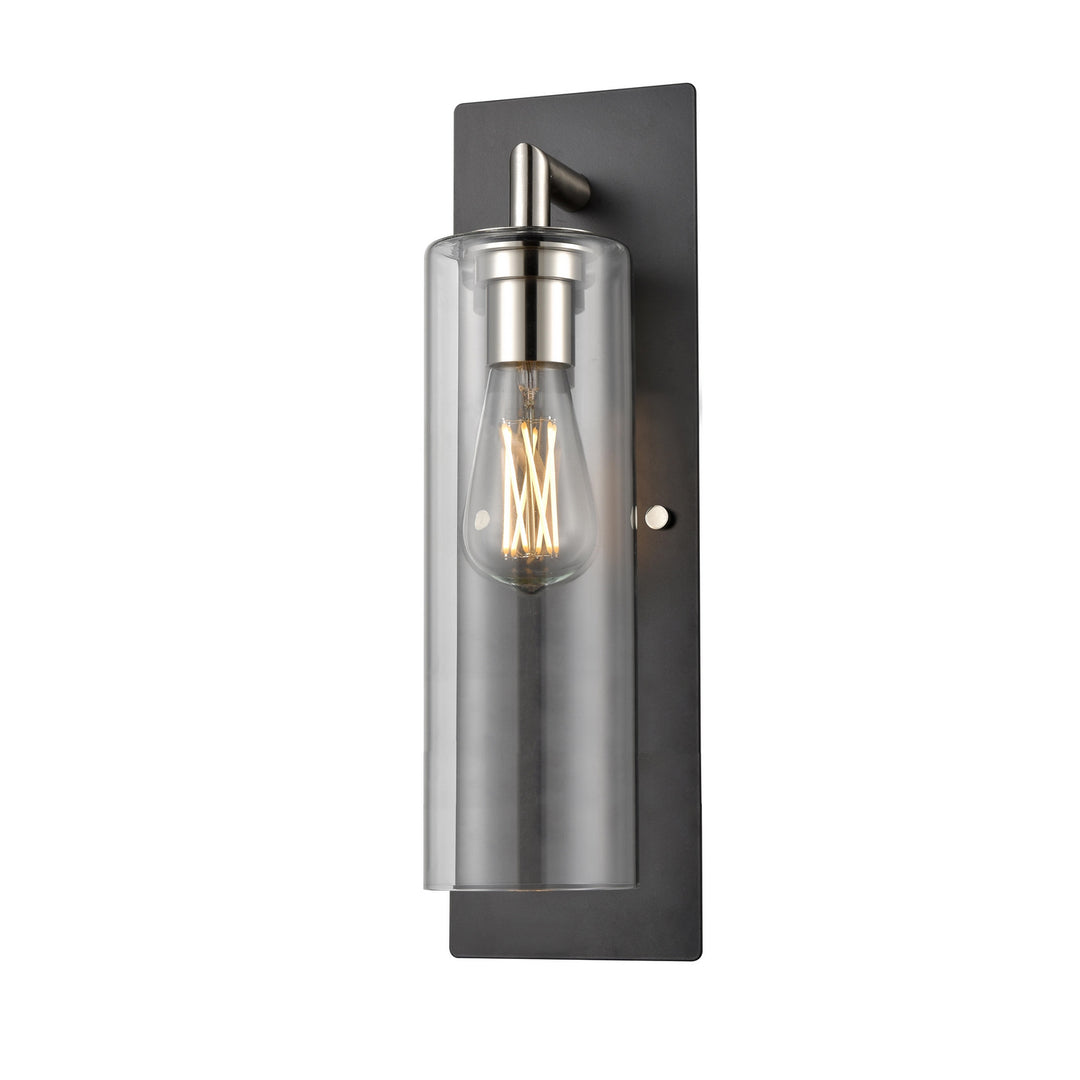 Barker One Light Wall Sconce in Satin Nickel And Graphite With Clear Glass - available from The Lighting Shoppe, trusted by Canadian homeowners
