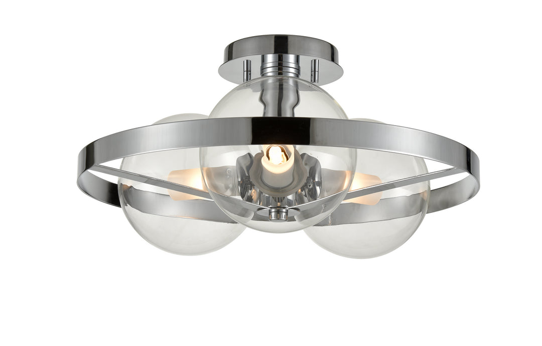 Courcelette Three Light Semi-Flush Mount in Chrome With Clear Glass - available from The Lighting Shoppe, trusted by Canadian homeowners