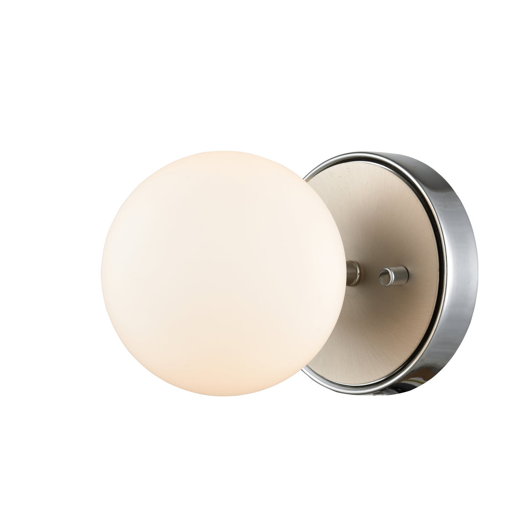 Alouette One Light Wall Sconce in Chrome/Buffed Nickel w/Half Opal Glass - available from The Lighting Shoppe, trusted by Canadian homeowners