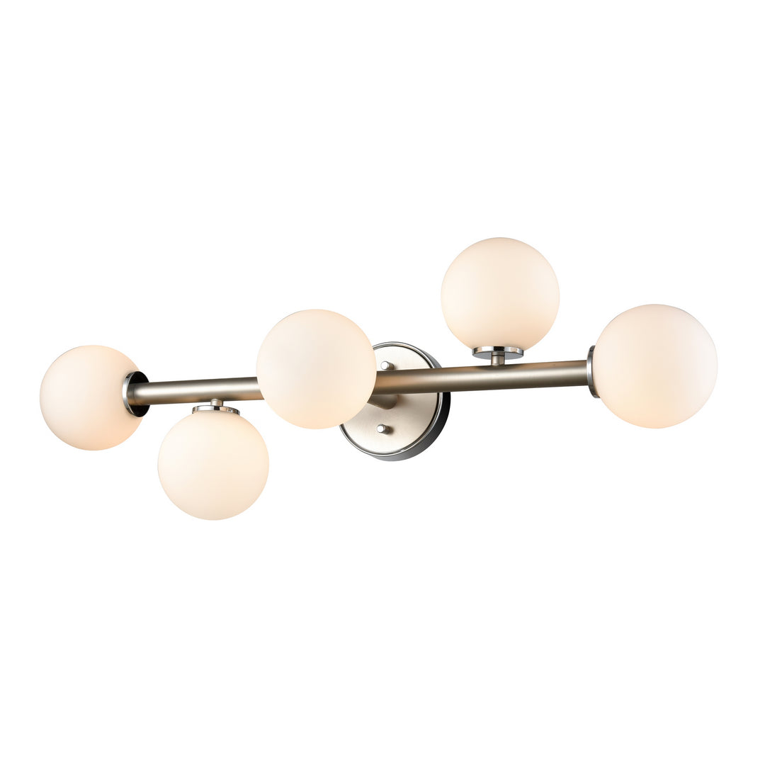 DVI Canada - DVP34543CH+BN-OP - Five Light Vanity - Alouette - Chrome And Buffed Nickel w/Half Opal Glass