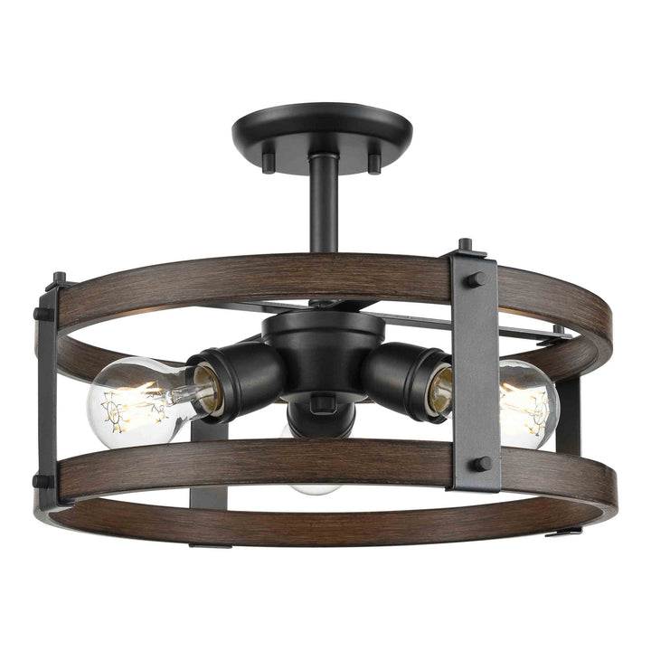 Oakhurst Three Light Semi-Flush Mount in Graphite/Ironwood On Metal - available from The Lighting Shoppe, trusted by Canadian homeowners