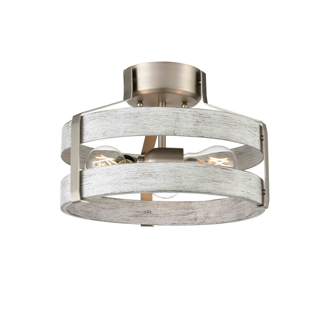 DVI Canada - DVP41811BN+BIW - Three Light Semi-Flush Mount - Fort Garry - Buffed Nickel And Birchwood On Metal