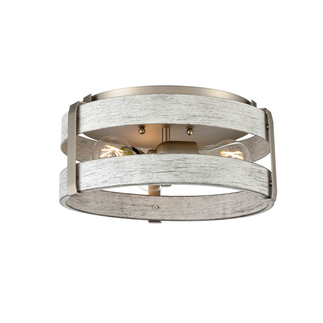 DVI Canada - DVP41832BN+BIW - Three Light Flush Mount - Fort Garry - Buffed Nickel And Birchwood On Metal