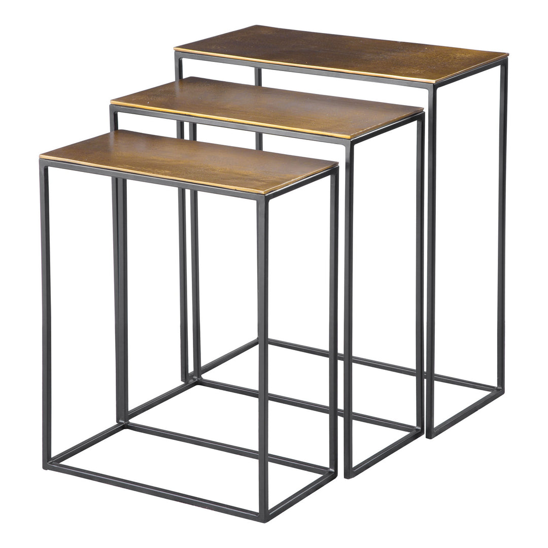Coreene Nesting Tables, Set/3 in Aged Black Iron - available from The Lighting Shoppe, trusted by Canadian homeowners