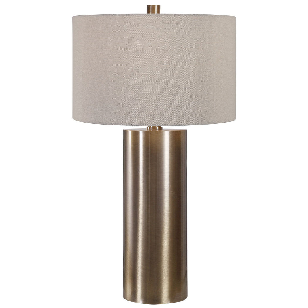 Taria One Light Table Lamp in Antiqued Brushed Brass - available from The Lighting Shoppe, trusted by Canadian homeowners