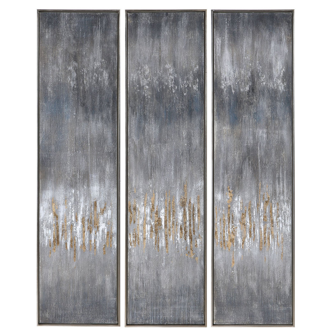 Gray Hand Painted Canvases, Set/3 in Silver Leaf - available from The Lighting Shoppe, trusted by Canadian homeowners