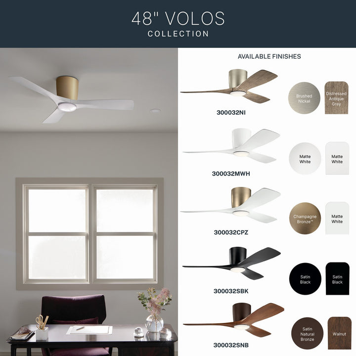 Kichler Canada - 300032NI - 48"Ceiling Fan - Volos - Brushed Nickel
