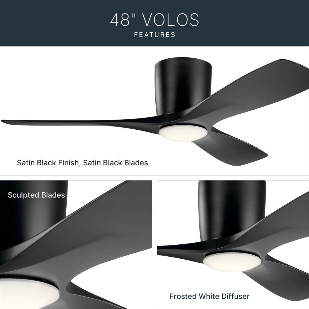 Kichler Canada - 300032SBK - 48"Ceiling Fan - Volos - Satin Black