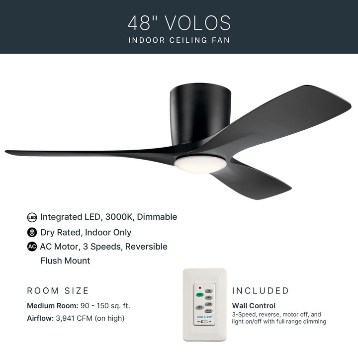 Kichler Canada - 300032SBK - 48"Ceiling Fan - Volos - Satin Black
