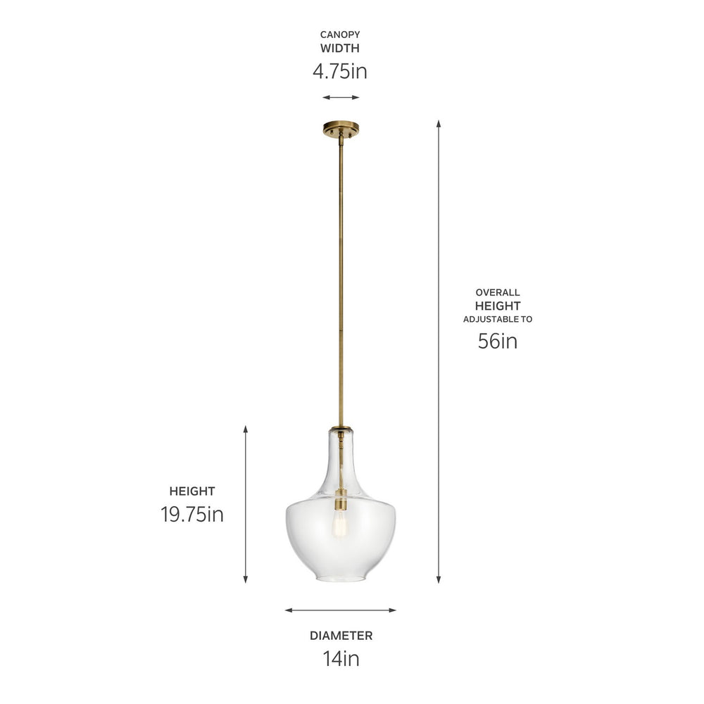 Kichler Canada - 42046NBR - One Light Pendant - Everly - Natural Brass