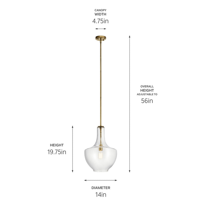 Kichler Canada - 42046NBR - One Light Pendant - Everly - Natural Brass