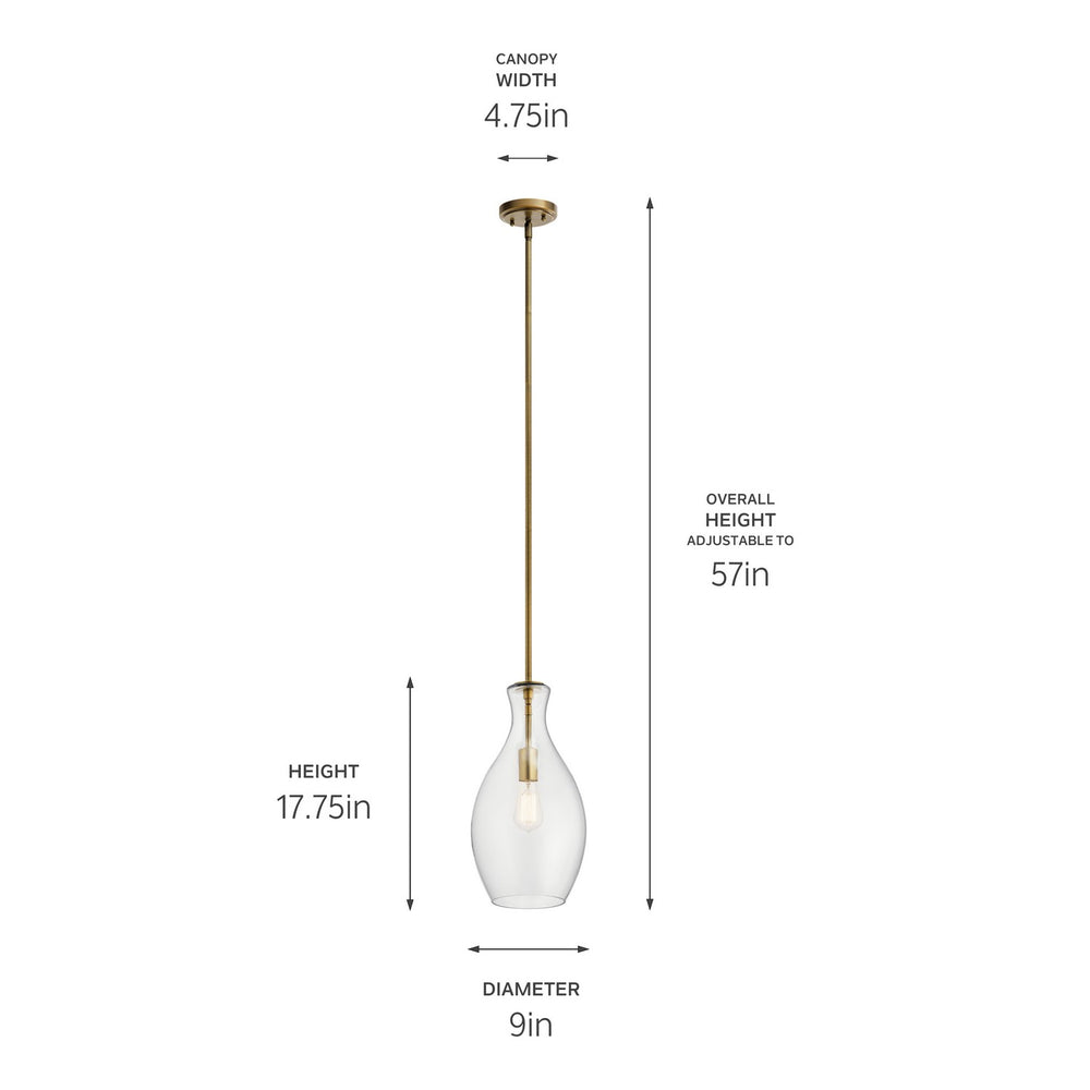 Kichler Canada - 42047NBR - One Light Pendant - Everly - Natural Brass