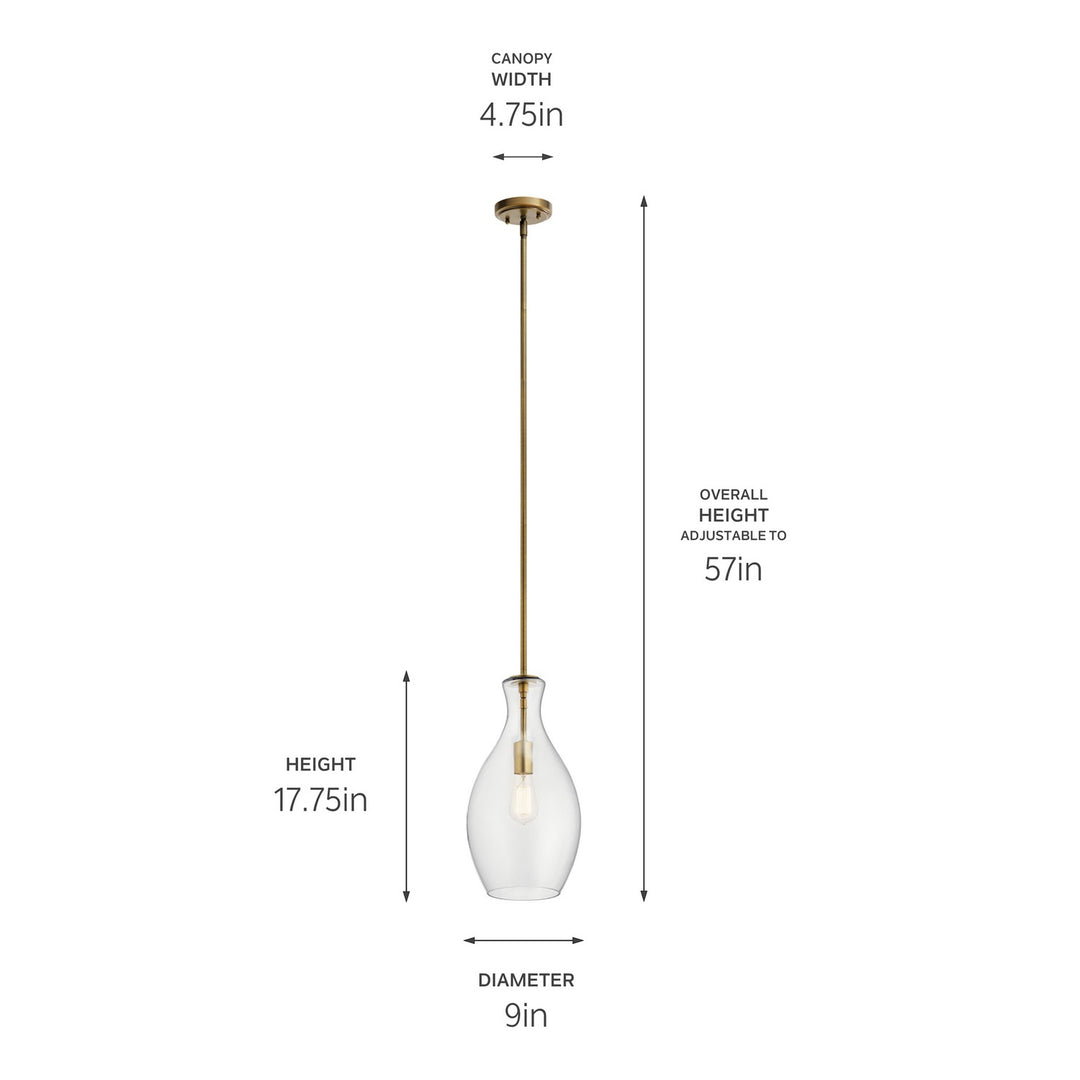 Kichler Canada - 42047NBR - One Light Pendant - Everly - Natural Brass