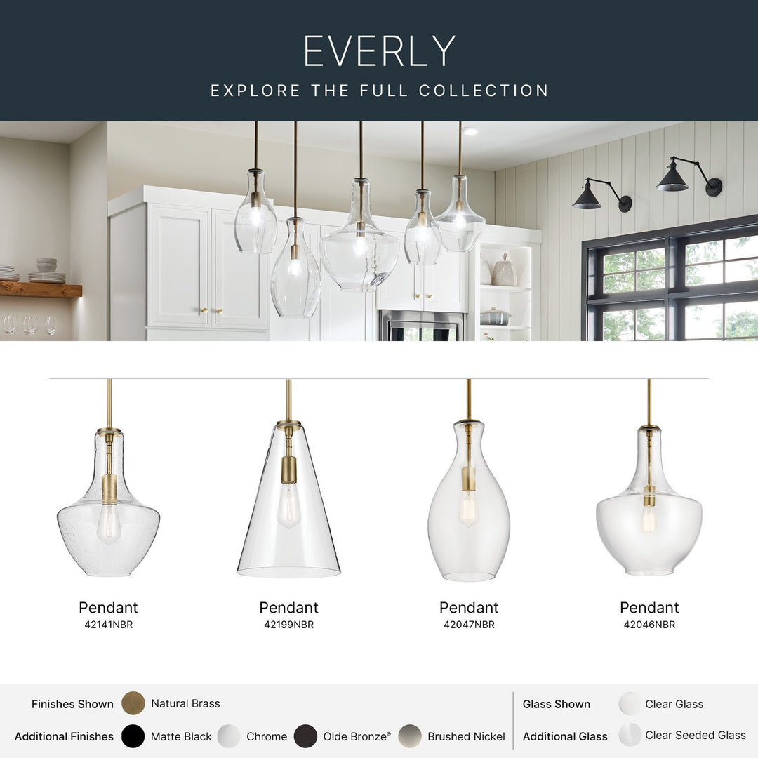 Kichler Canada - 42047NBR - One Light Pendant - Everly - Natural Brass