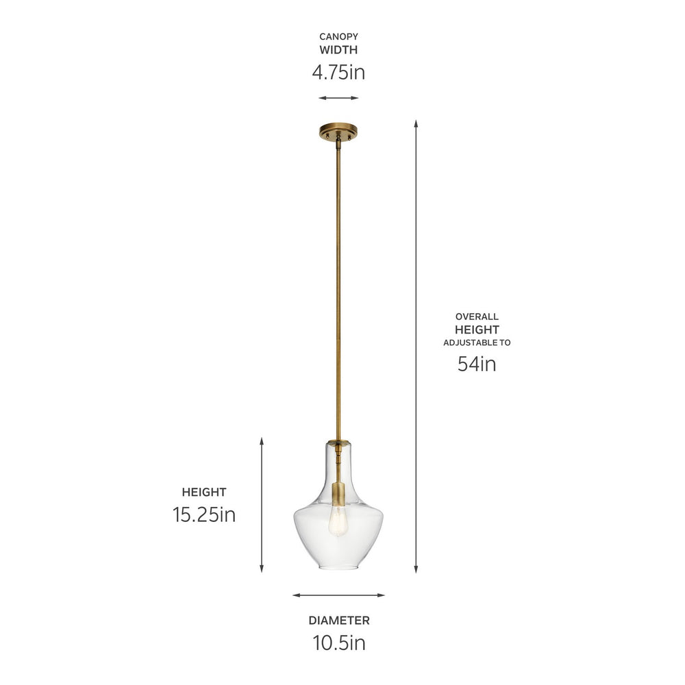 Kichler Canada - 42141NBR - One Light Pendant - Everly - Natural Brass