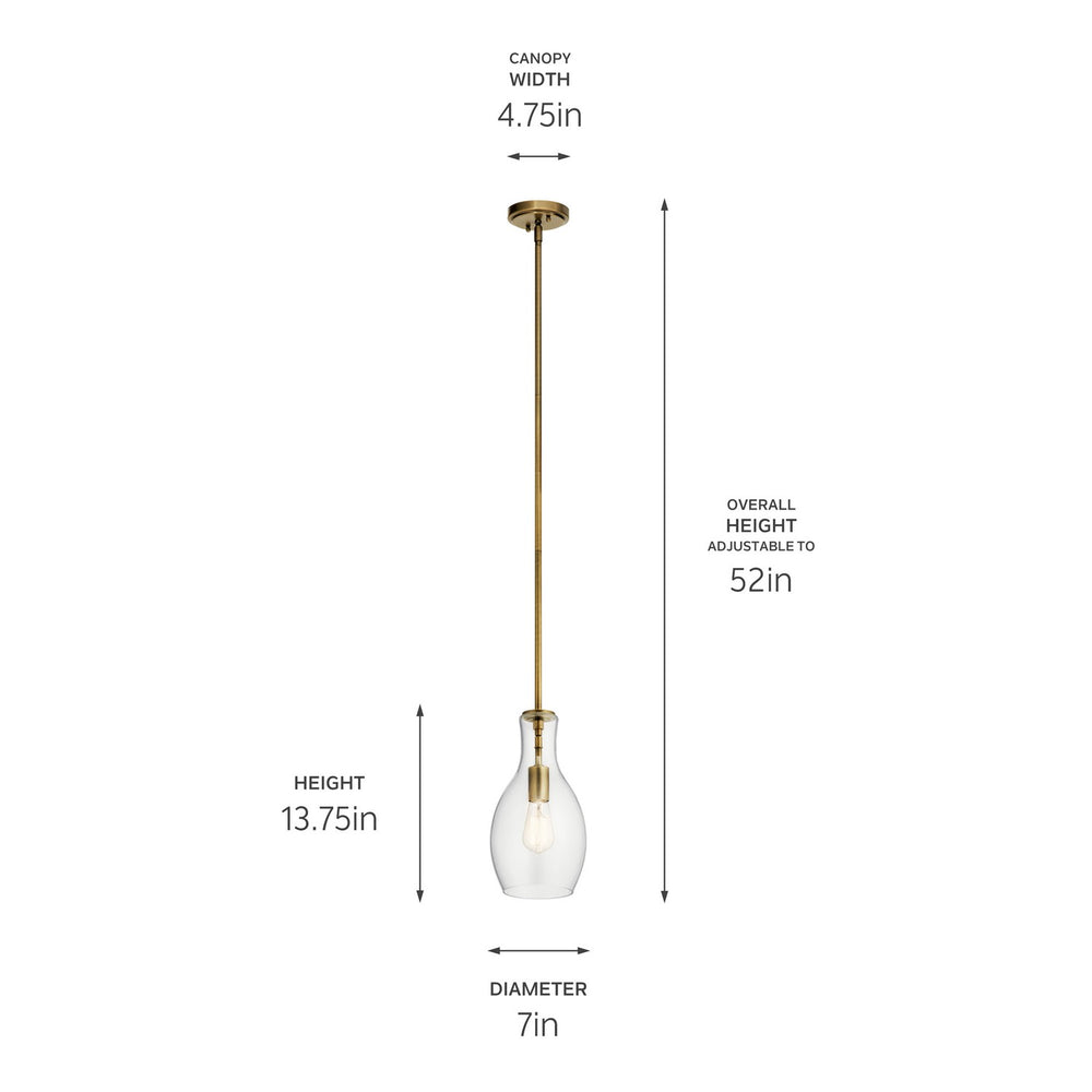 Kichler Canada - 42456NBR - One Light Pendant - Everly - Natural Brass