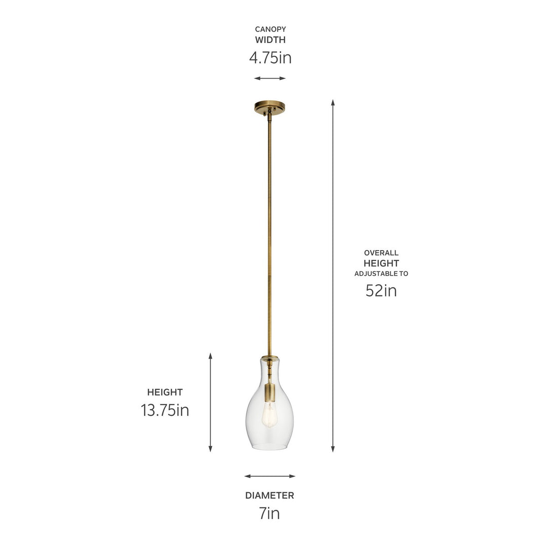 Kichler Canada - 42456NBR - One Light Pendant - Everly - Natural Brass