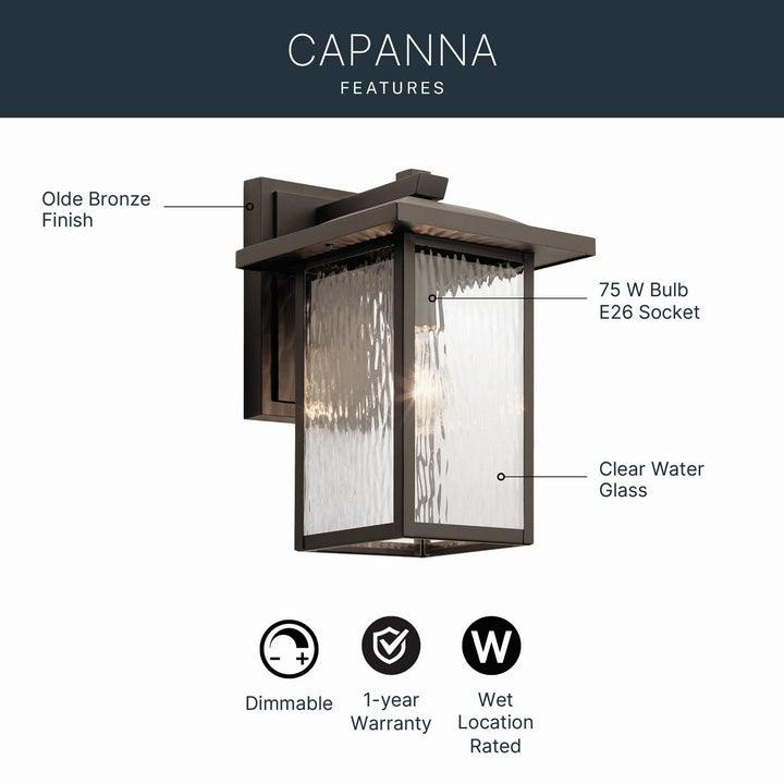 Kichler Canada - 49925OZ - One Light Outdoor Wall Mount - Capanna - Olde Bronze