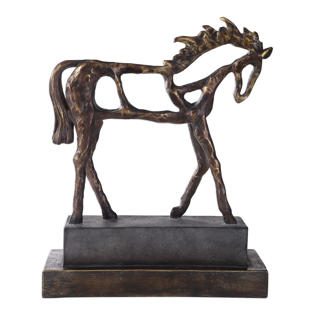 Titan Horse Sculpture in Antiqued Bronze With Dark Brown - available from The Lighting Shoppe, trusted by Canadian homeowners