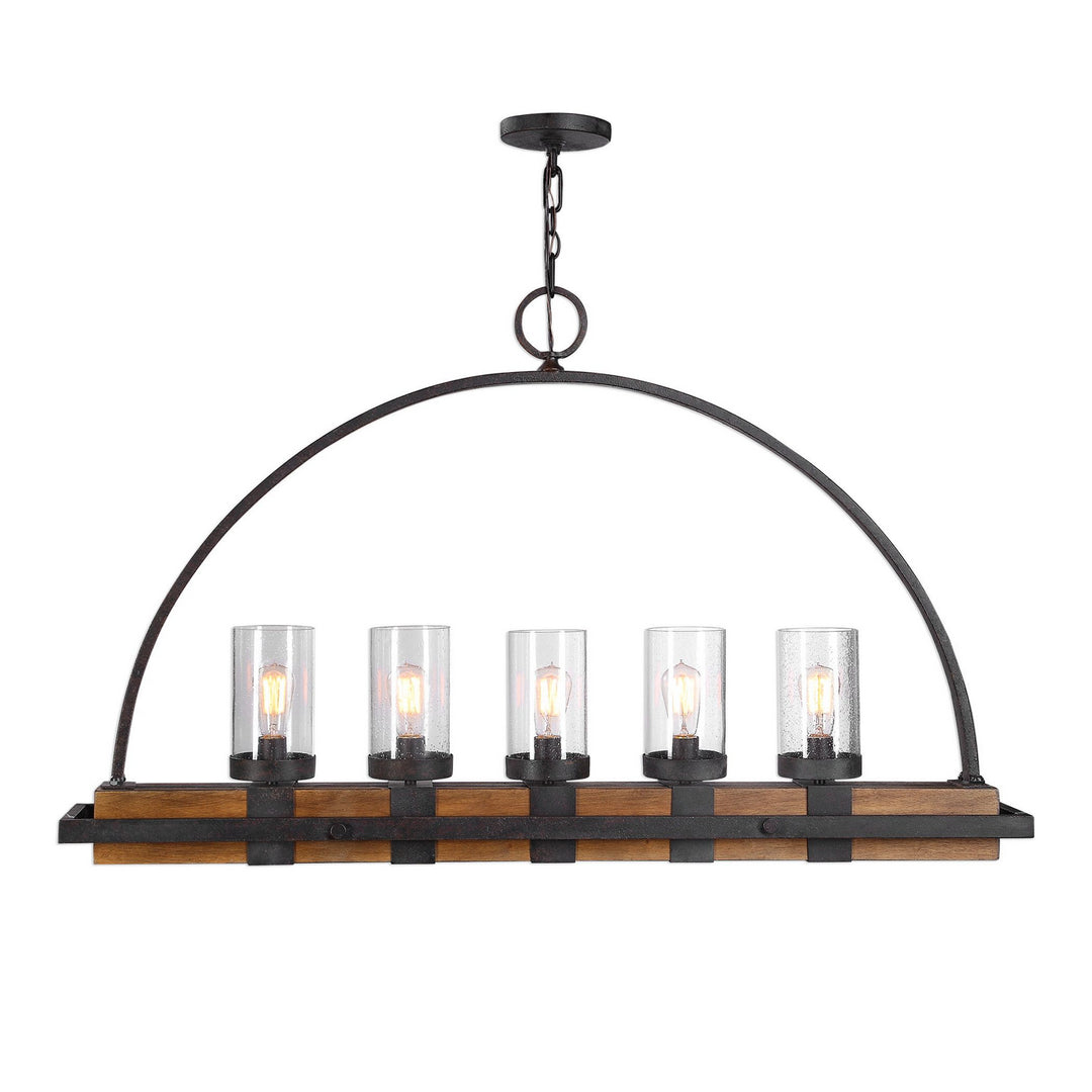 Atwood, Five Light Linear Chandelier in Deep Weathered Bronze - available from The Lighting Shoppe, trusted by Canadian homeowners