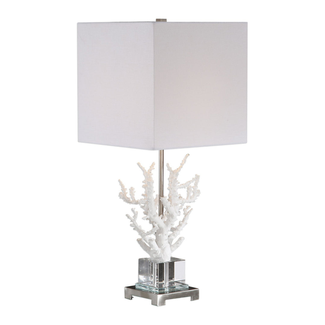 Corallo One Light Table Lamp in Polished Nickel - available from The Lighting Shoppe, trusted by Canadian homeowners