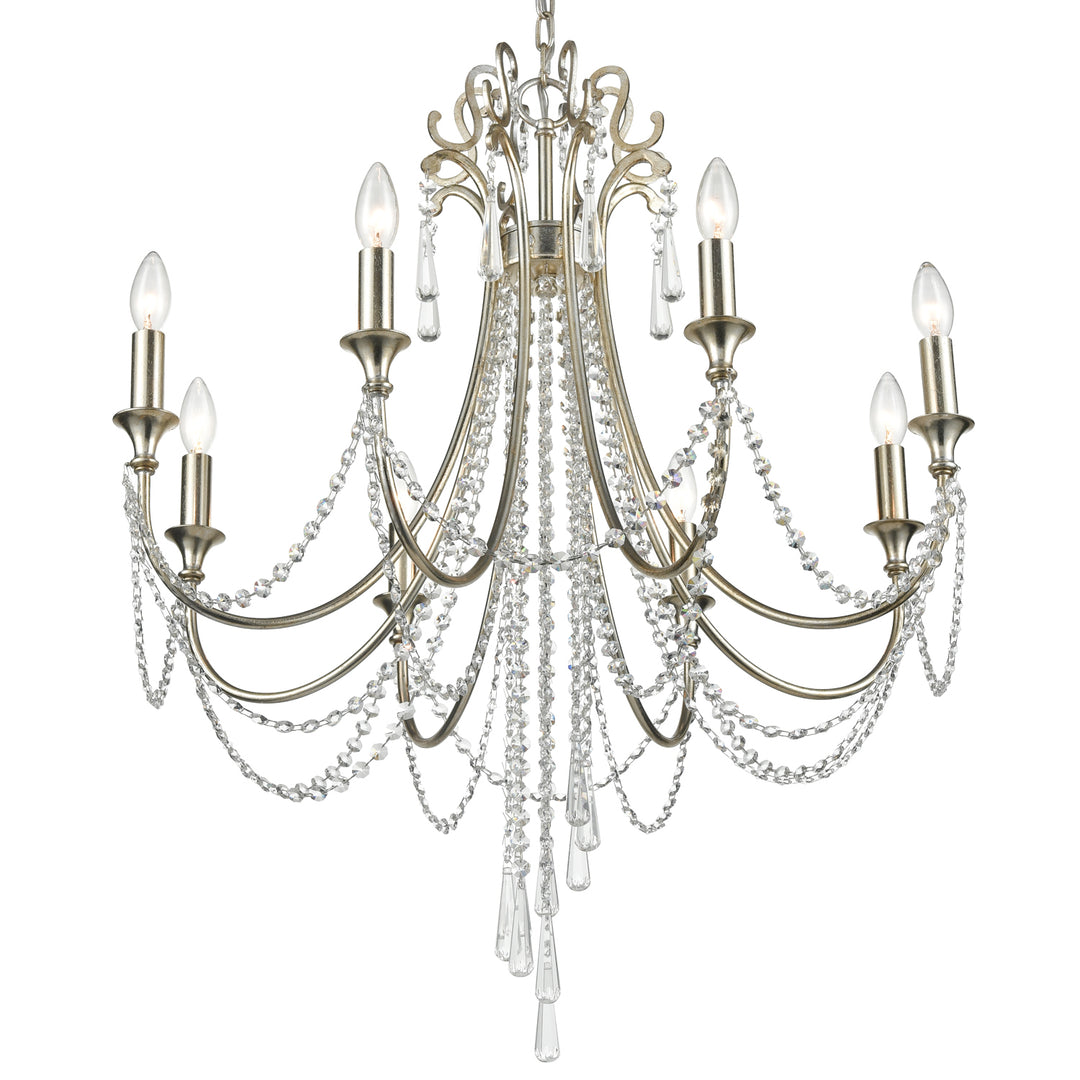Crystorama - ARC-1908-SA-CL-MWP - Eight Light Chandelier - Arcadia - Antique Silver